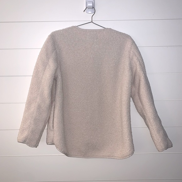 🤍 BNWT Old Navy White Creme Collarless Sherpa Full Snap Up Jacket - Picture 6 of 9